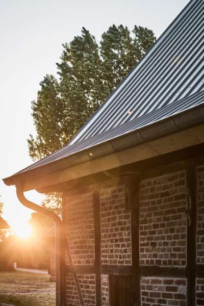 Beautiful roof construction comes to life with rib sheets, Gut Godderstorf, 23779 Neukirchen, Germany